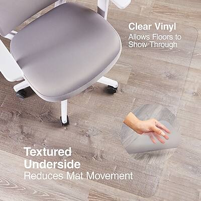 Clear Vinyl  
Allows Floors to Show Through  

Textured Underside  
Reduces Mat Movement