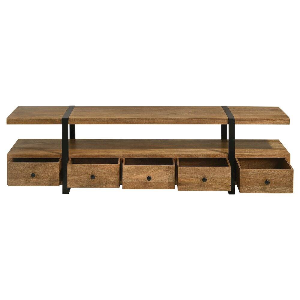 Alt View 5. Coaster Co. of America - Otto 5-drawer Mango Wood 70" TV Stand Media Console Brown - Brown.