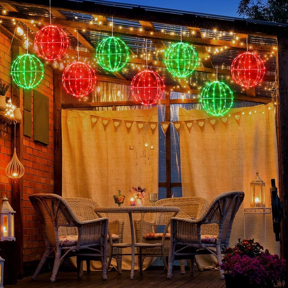 Alt View 1. RTMB - 4-Pack 7.87" LED Sphere Lights, Outdoor Holiday Decoration - ‎Red Green.