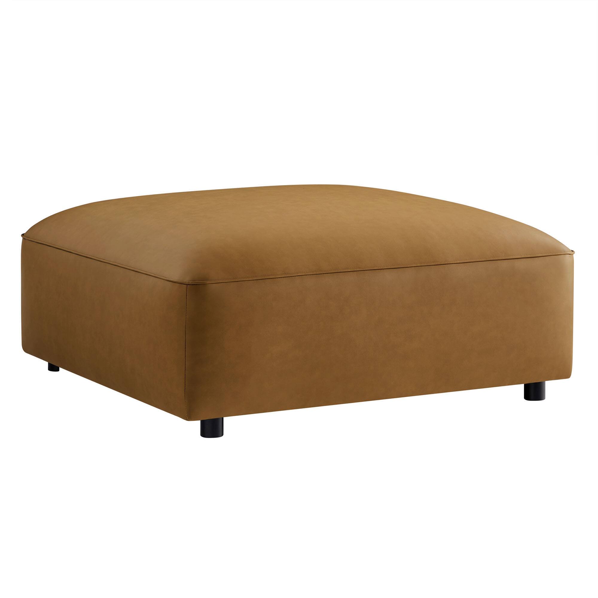 Angle. Modway - Auren Upholstered Vegan Leather Ottoman by Modway - Camel.