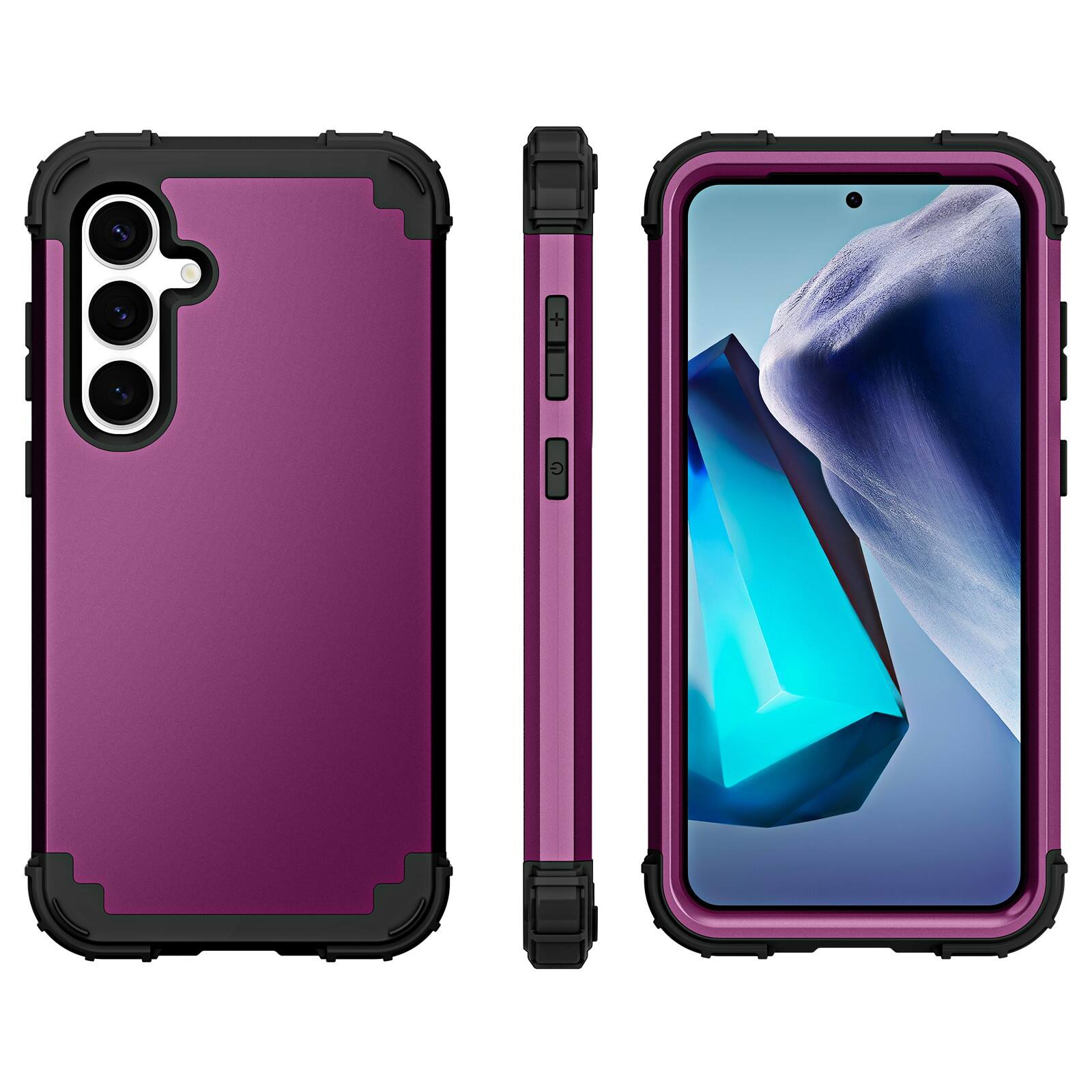 Alt View 1. Dteck - Case for Samsung Galaxy S25+/S25 Plus,Shockproof Soft Silicone Bumper Hard PC Back Cover,3-Layers Protective Shell - Purple.