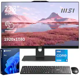 MSI - Modern 23.8" FHD Touchscreen All-in-One - Intel Core 5 120U - 64GB RAM 2TB SSD - Wireless Keyboard & Mouse - Black