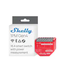 Shelly - 1PM Gen4 16A Smart Relay with Power Measurement (Wi-Fi, Matter & Zigbee) - Red