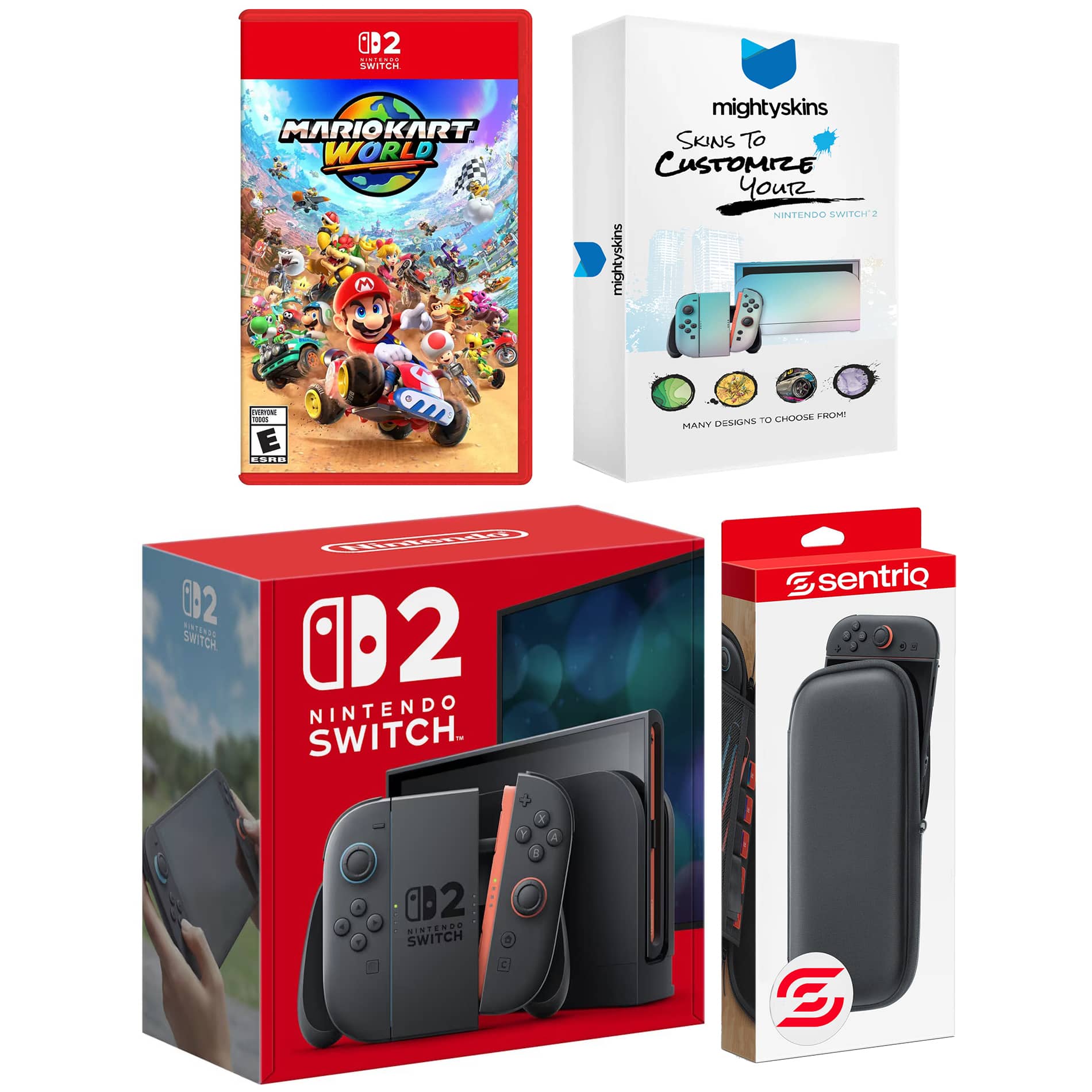 Switch 2 Video Game Console with Mario Kart World, MightySkins Code and Protective Case Bundle - Nintendo Switch 2