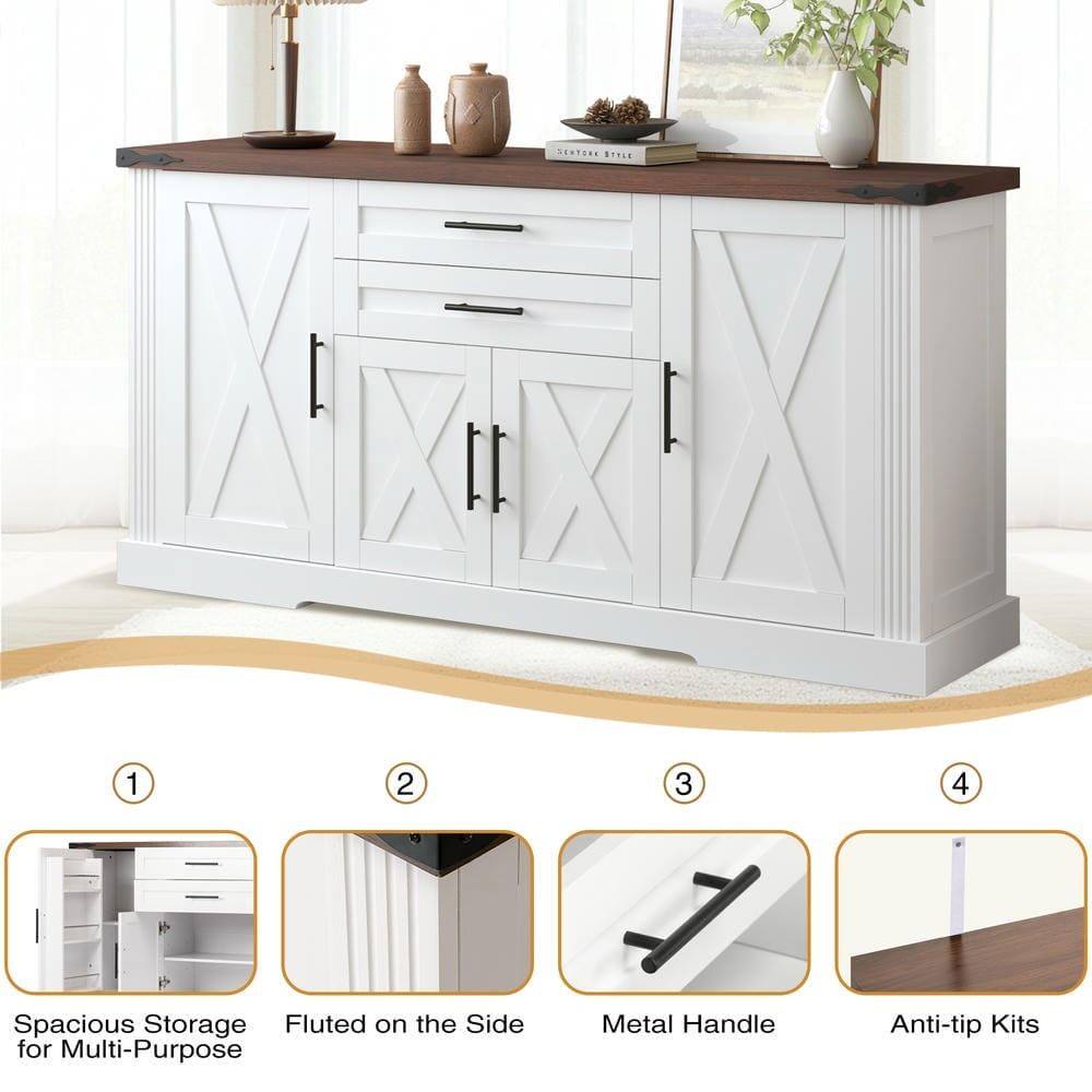 1. Spacious Storage for Multi-Purpose  
2. Fluted on the Side  
3. Metal Handle  
4. Anti-tip Kits