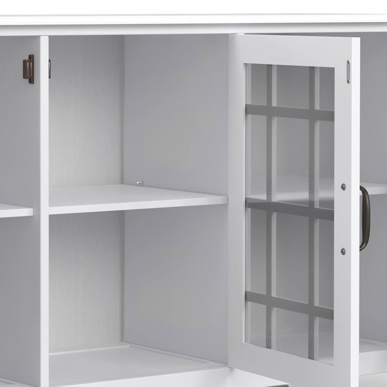 Alt View 4. Simpli Home - Connaught SOLID WOOD 60 inch Wide Traditional Wide Storage Cabinet Buffet in White - White.