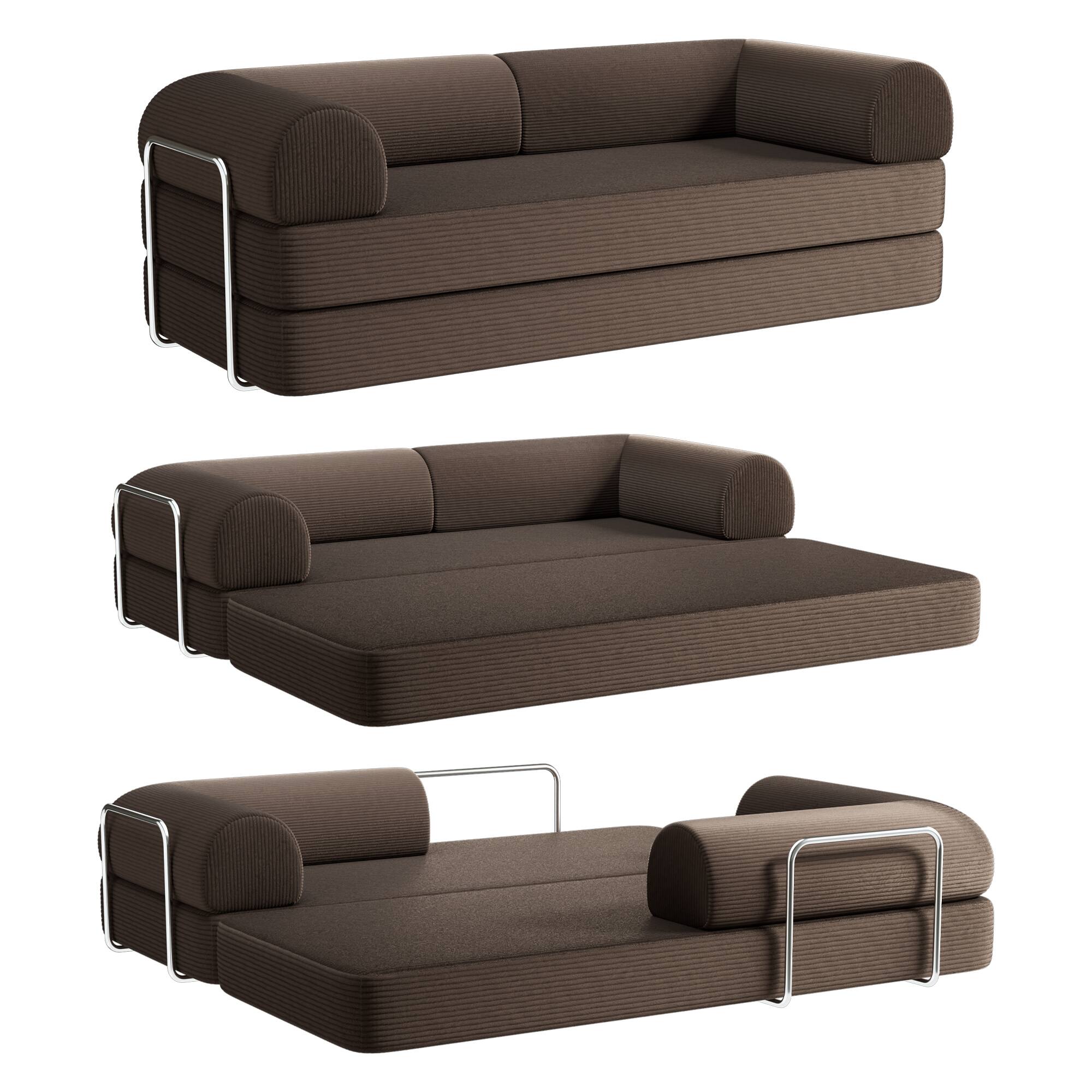 Alt View 1. Brick Attic - 4-in-1 Folding Convertible Floor Sofa Bed, 78 Inch Oversized Modern Fabric Boneless Couch for Living Room Bedroom Lounge - Coffee Brown.