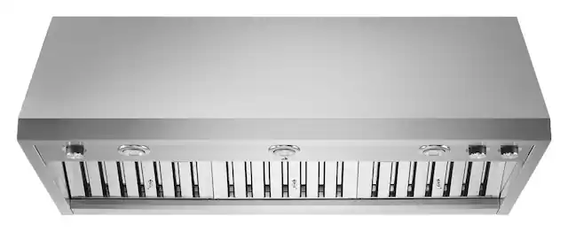 Front. JennAir - Pro-Style 48" Externally Vented Range Hood - Lustre Stainless.