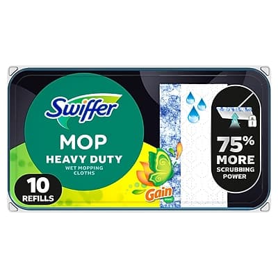 Swiffer Mop Heavy Duty Wet Mopping Cloths 10 Refills  
Gain 75% More Scrubbing Power