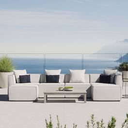 Saybrook 6-Piece Outdoor Patio Upholstered Sectional Sofa by Modway - White