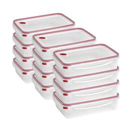 Sterilite - 03426604 16 Cup Rectangle UltraSeal Food Storage Container, Red 12 Ct - Clear/Rocket Red