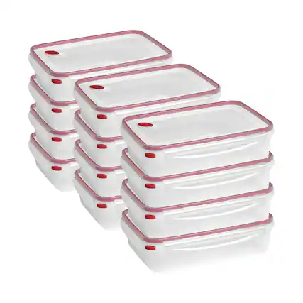 Front. Sterilite - Sterilite 03426604 16 Cup Rectangle UltraSeal Food Storage Container, Red 12 Ct - Clear/Rocket Red.