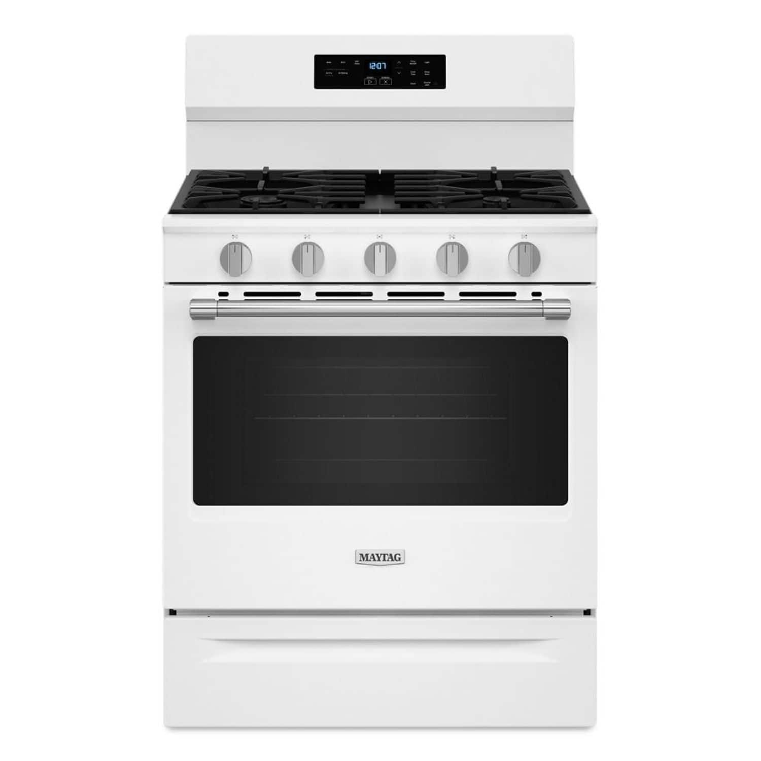Maytag - 30-Inch Wide Gas Range With No Preheat Air Fry and Air Baking - 5.0 cu. Ft. - White - Front_Zoom