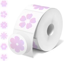JADENS - 2-Inch Round Thermal Sticker Labels – Self-Adhesive, Waterproof, 750 Labels/Roll - Flower