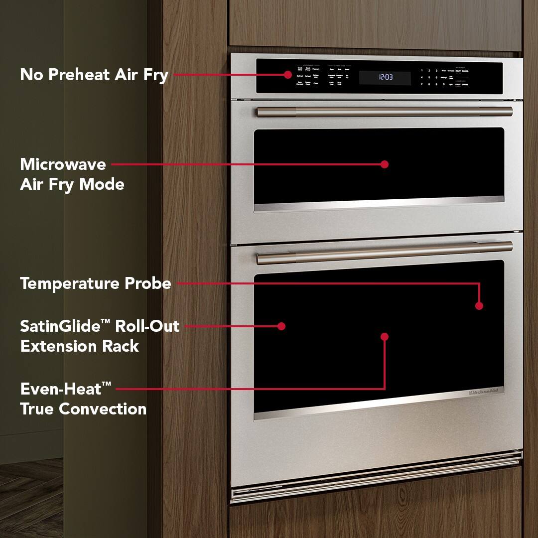 - No Preheat Air Fry
- Microwave Air Fry Mode
- Temperature Probe
- SatinGlide™ Roll-Out Extension Rack
- Even-Heat™ True Convection