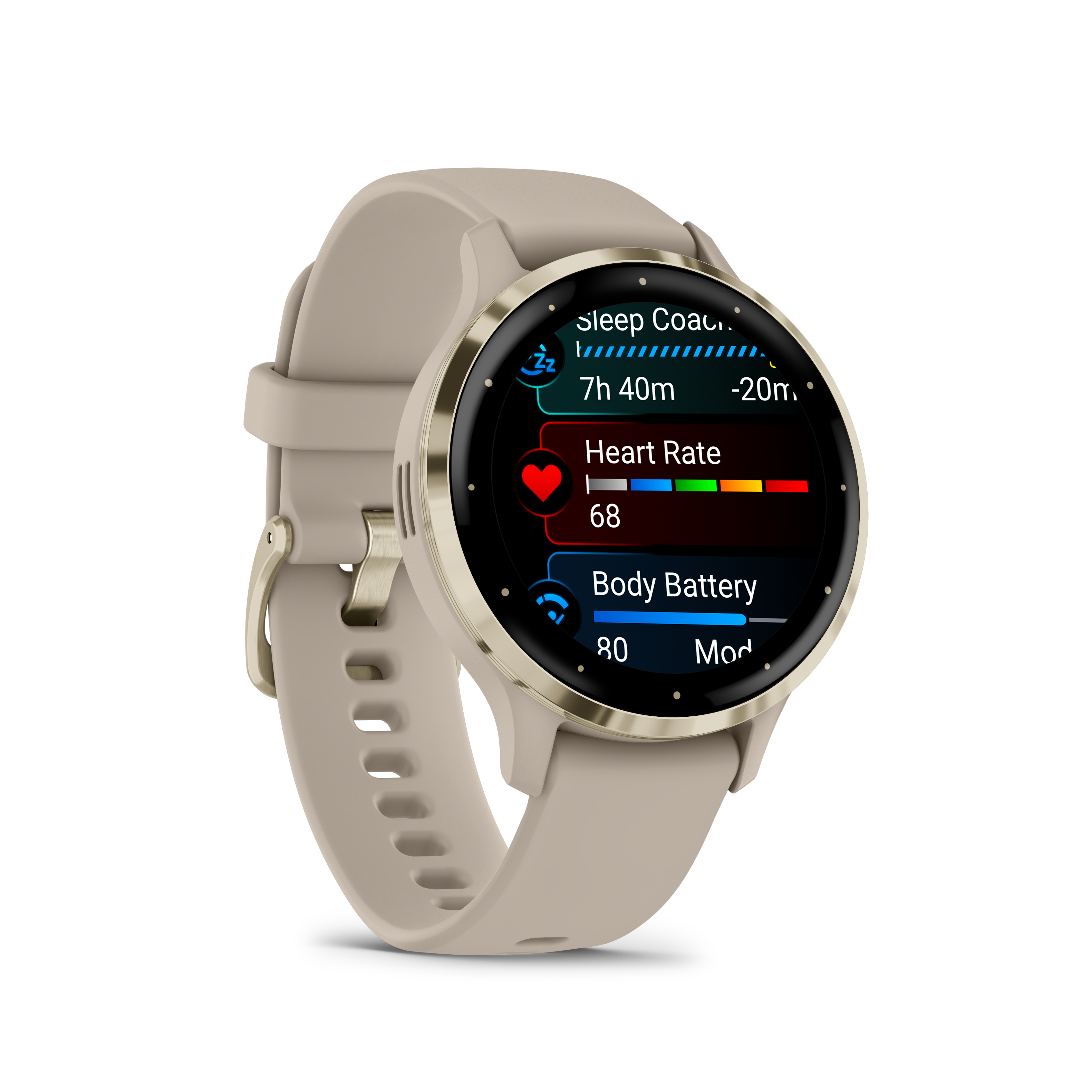 sleep Coach  
7h 40m  
-20m  

Heart Rate  
68  

Body Battery  
80  
Mon