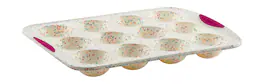 Trudeau - Structure Silicone 12 Cavity Dome Cake Pan, Confetti/Fuchsia - White