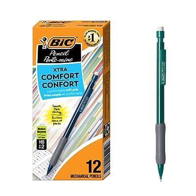 BIC Pencil  
Porte-mine  
XTRA COMFORT  
Comfortable soft grip  
Prise souple et confortable  
Writing  
Teriter  
Medium  
Moyenne  
HB 2/2  
12 MECHANICAL PENCILS