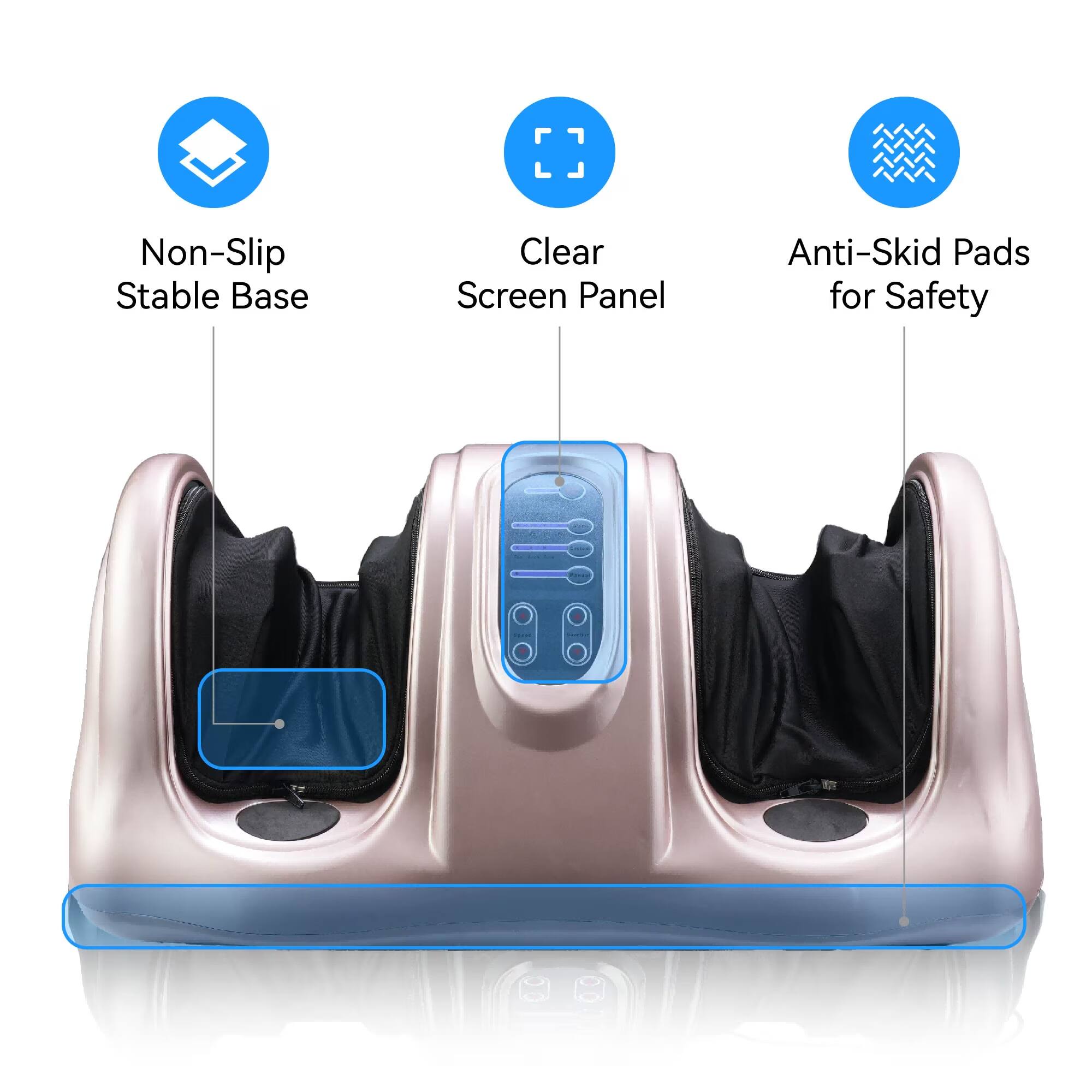 Non-Slip Stable Base  
Clear Screen Panel  
Anti-Skid Pads for Safety