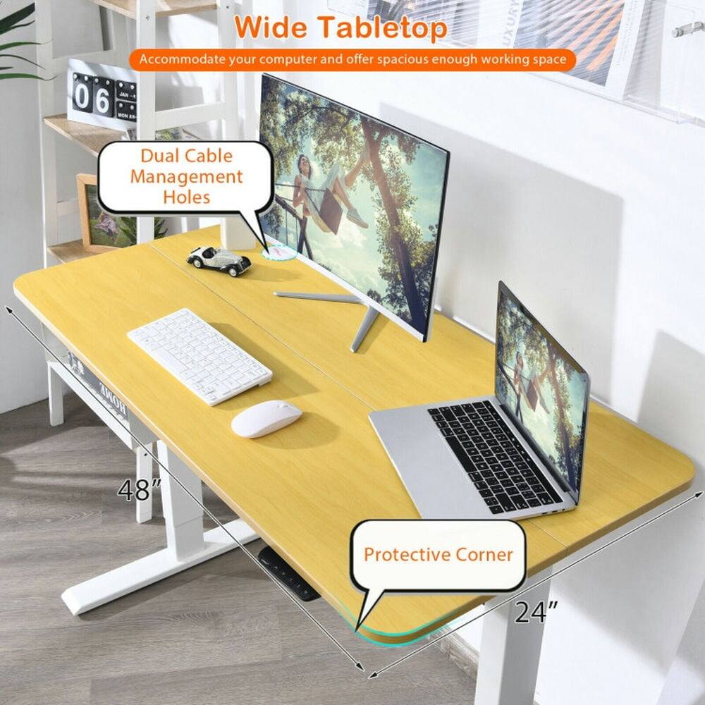Wide Tabletop  
Accommodate your computer and offer spacious enough working space  

Dual Cable Management Holes  

Protective Corner  

48"  

24"