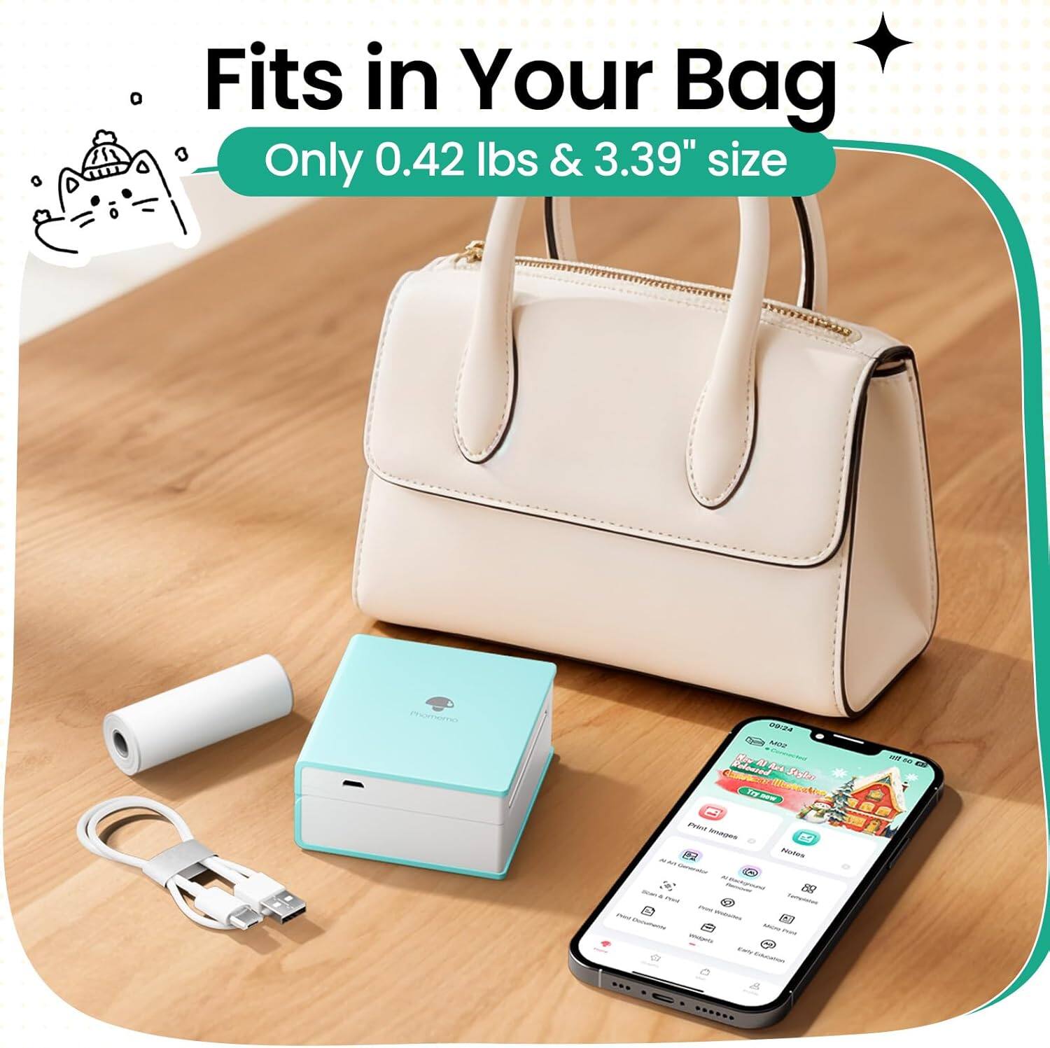 Fits in Your Bag  
Only 0.42 lbs & 3.39" size