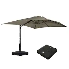 Mondawe - 10x13ft Cantilever Patio Umbrella with DIY Drape Hook and Base - Taupe
