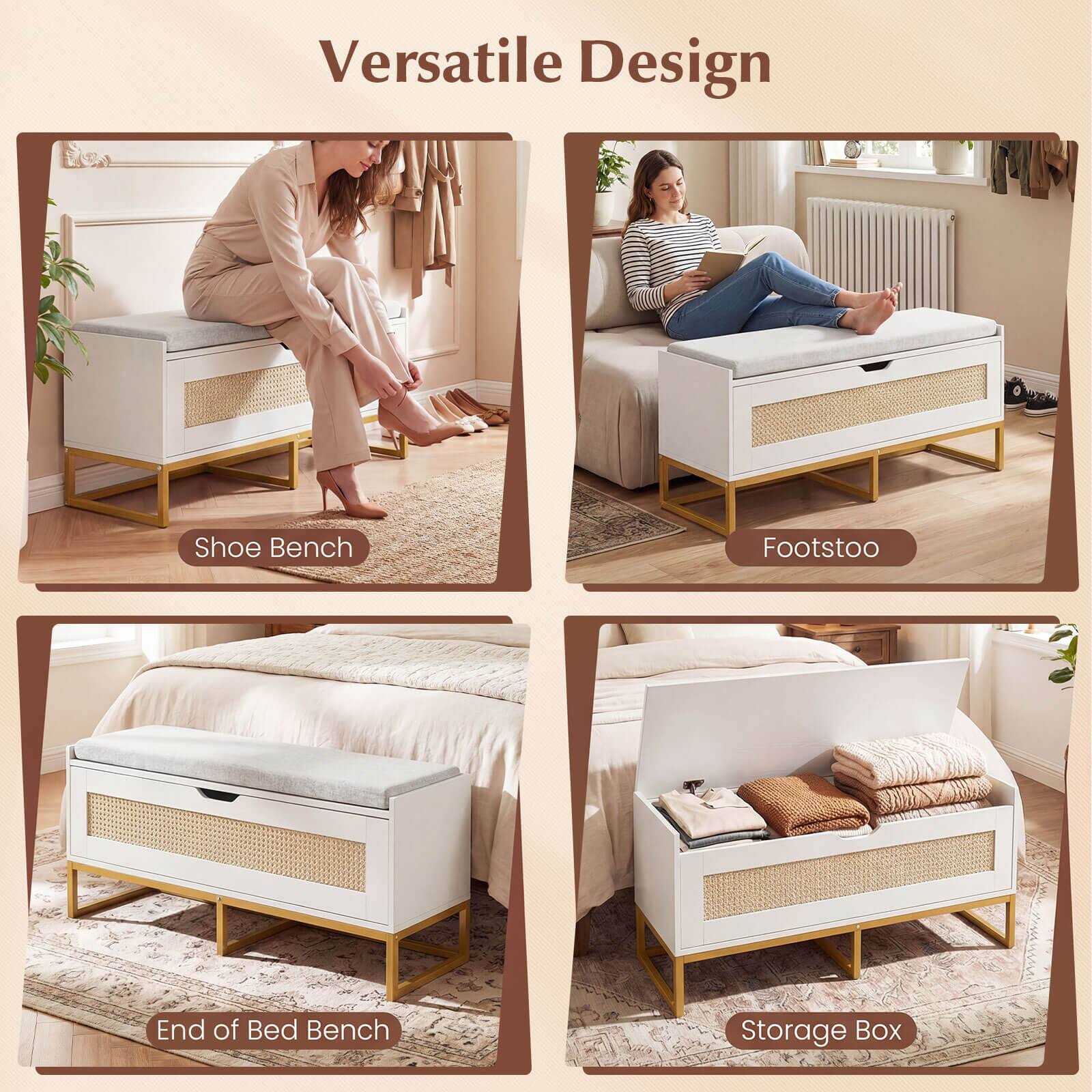 Versatile Design Shoe Bench Footstool End of Bed Bench Storage Box