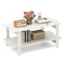 Costway - 2-Tier Coffee Table Irregular Center Table with Open Storage Shelf Cocktail Table - White