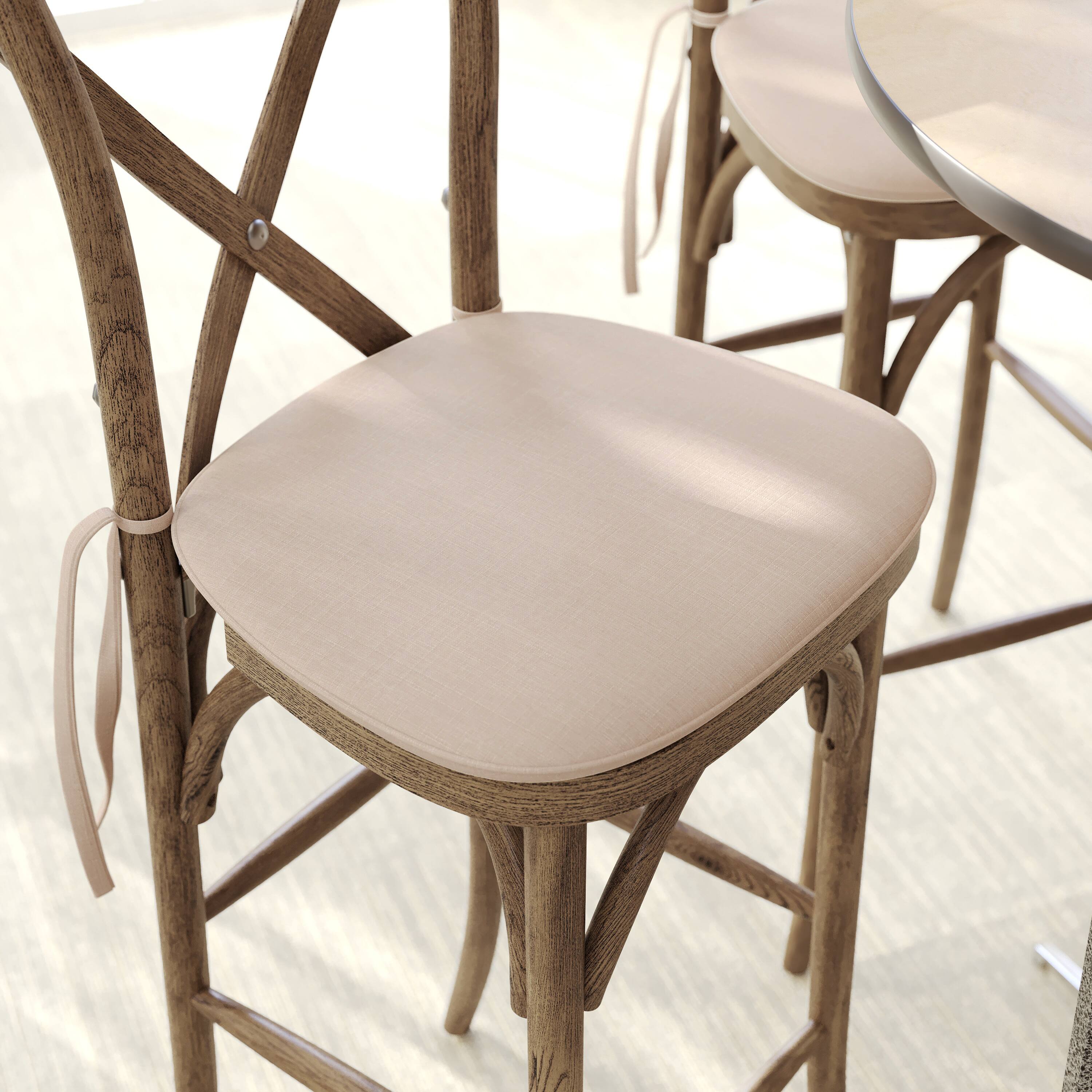 Alt View 1. Emma + Oliver - Cross Back Barstool Cushion - Burlap.