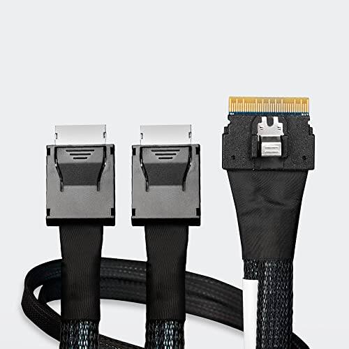 Front. Icy Dock - SlimSAS 8i SFF-8654 to 2x OCuLink 4i SFF-8611 Cable - 0.5M.