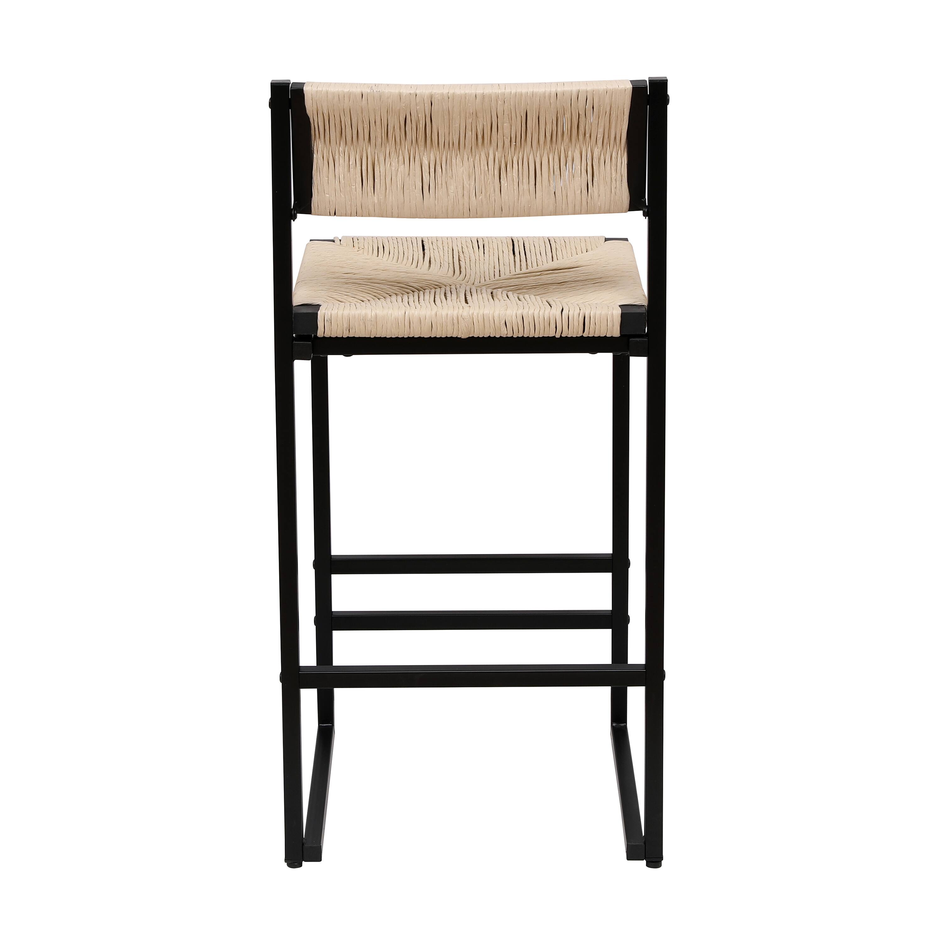 Alt View 6. GOODSILO - Set of 2 Woven Bar Stools - Hand Weave Counter Stool with Footrest for Kitchen Island, Dining Room - Creamy White.