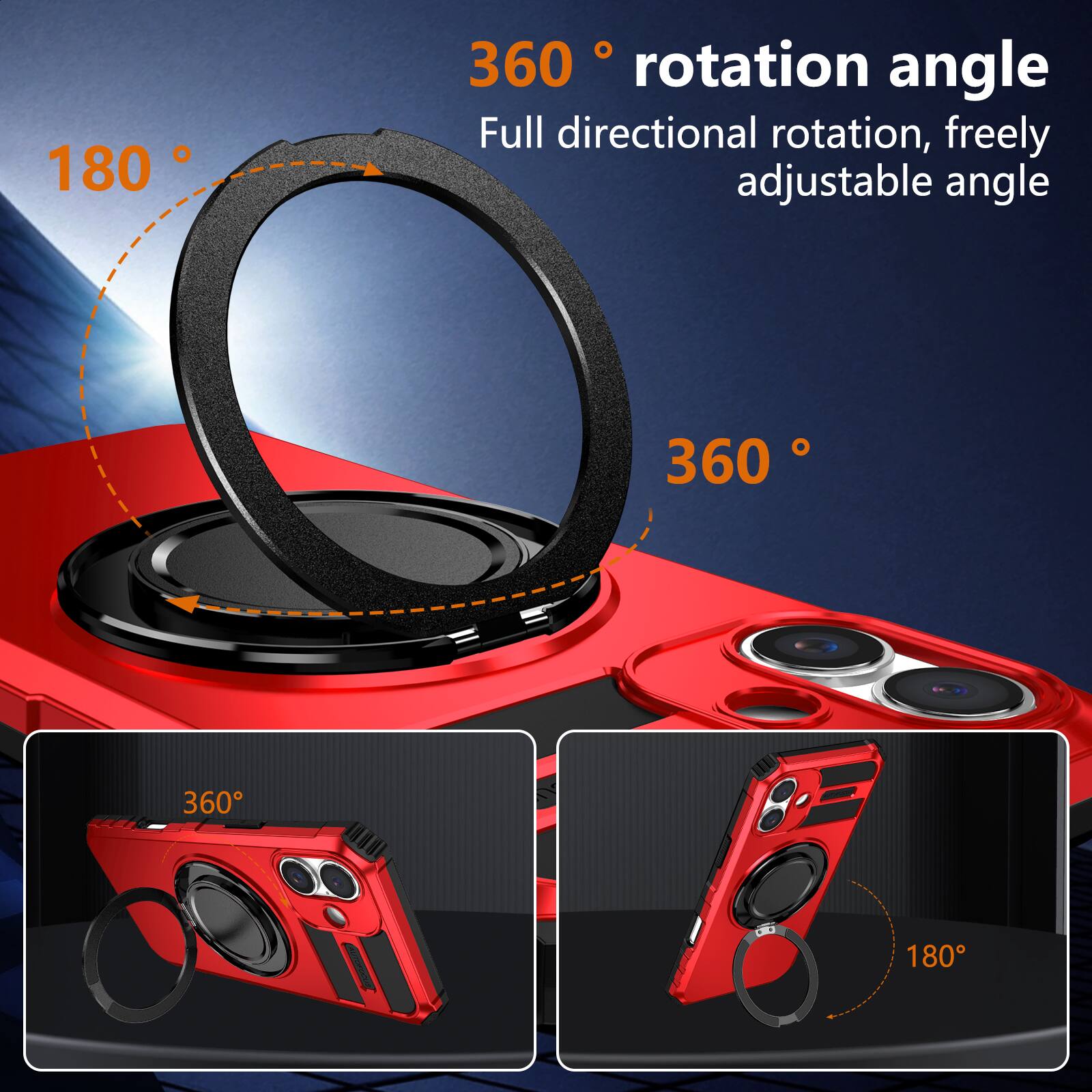 360° rotation angle  
Full directional rotation, freely adjustable angle