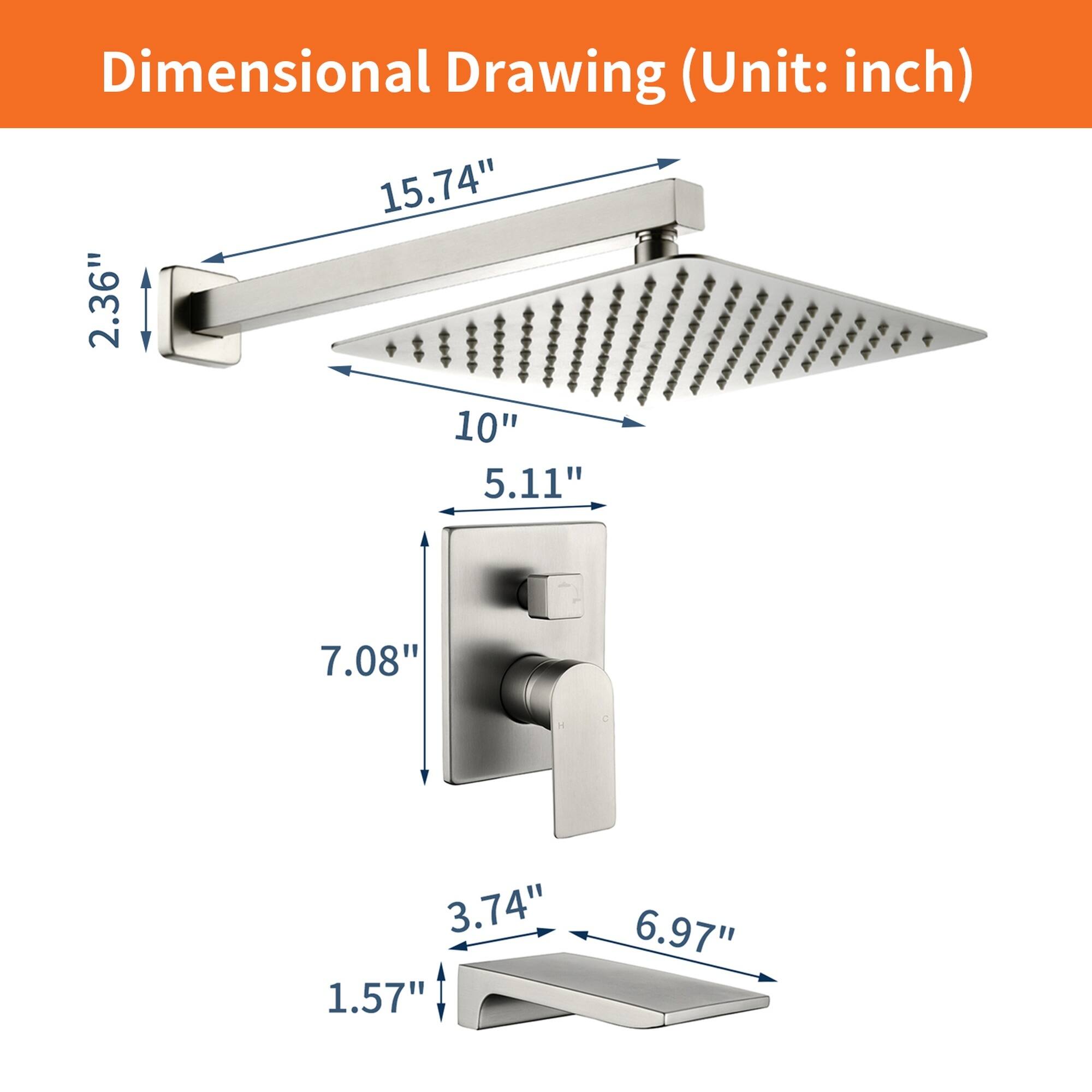 Dimensional Drawing (Unit: inch)  
15.74"  
2.36"  
10"  
5.11"  
7.08"  
3.74"  
1.57"  
6.97"