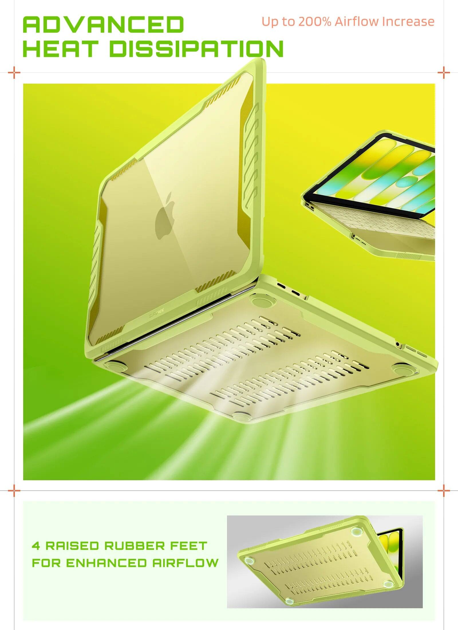 ADVANCED HEAT DISSIPATION  
Up to 200% Airflow Increase  

4 RAISED RUBBER FEET FOR ENHANCED AIRFLOW