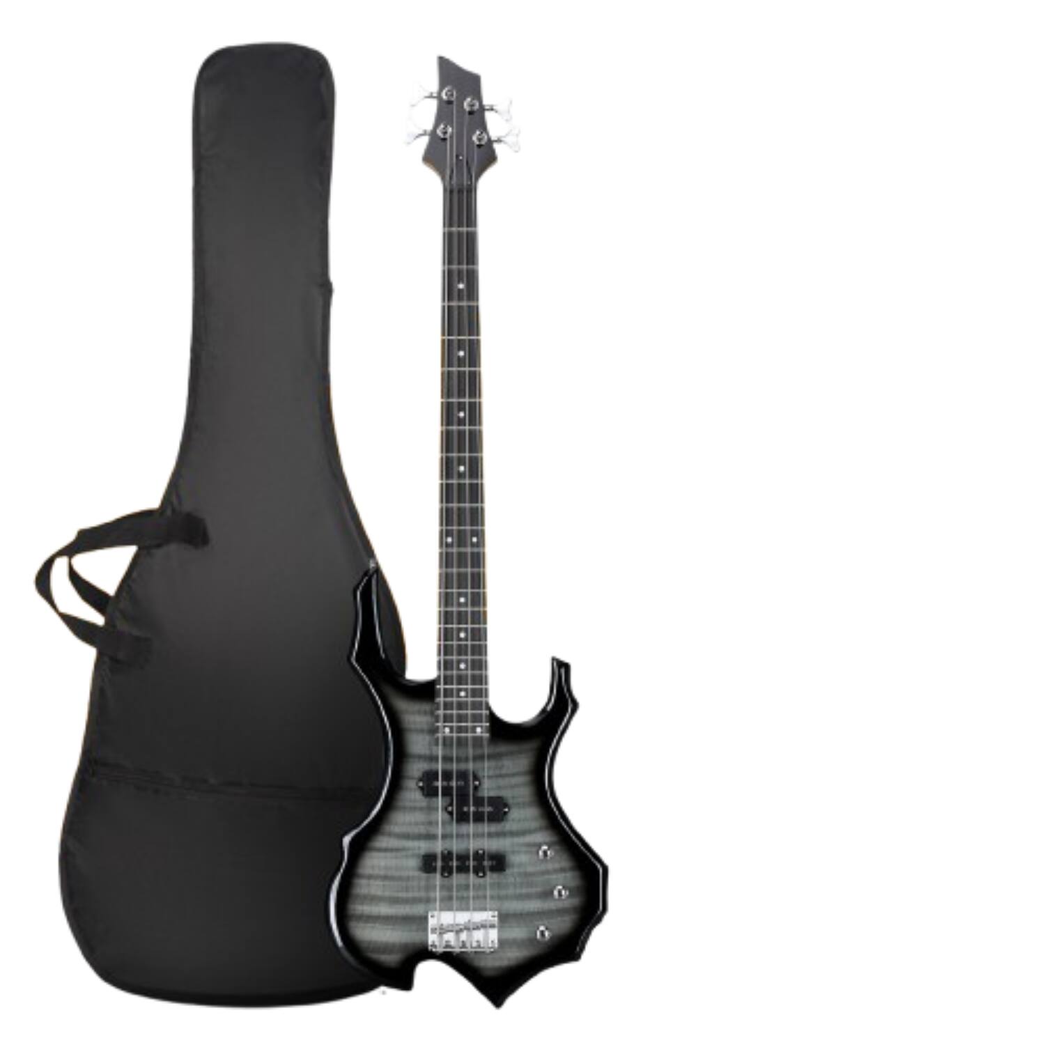 Front. Stock Preferred - 46" 4-String Electric Bass Guitar Kit with 15W Amp – Burning Fire Full Size - Black.