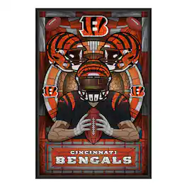 Sporticulture - Cincinnati Bengals Framed Stained Glass Art Print - Orange