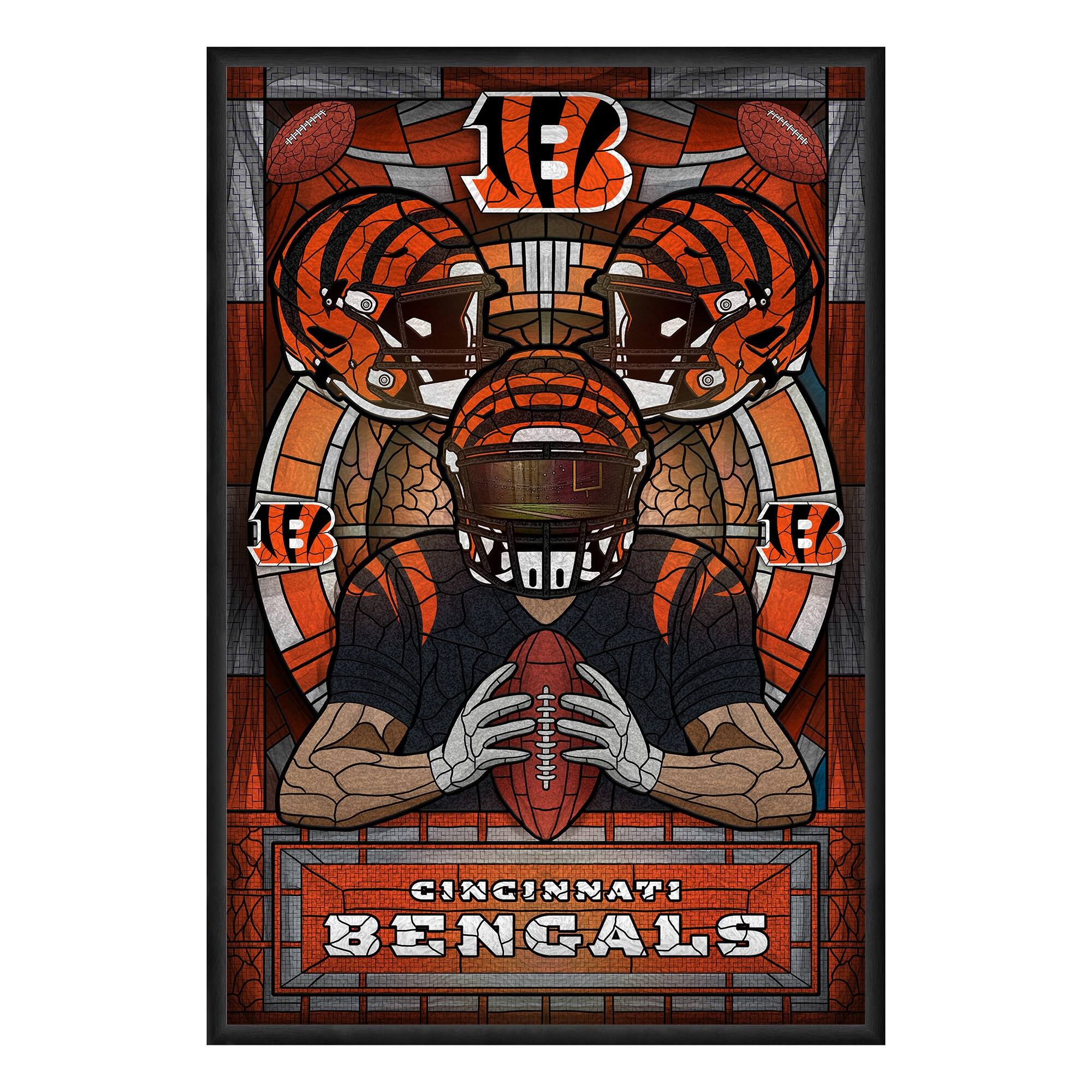 Cincinnati Bengals Framed Stained Glass Art Print