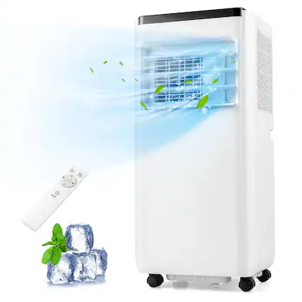 Front. Gymax - Gymax 8000 BTU Portable Air Conditioner Floor AC Unit Fan & Dehumidifier w/ 24H Timer 2 Fan Speeds - White.