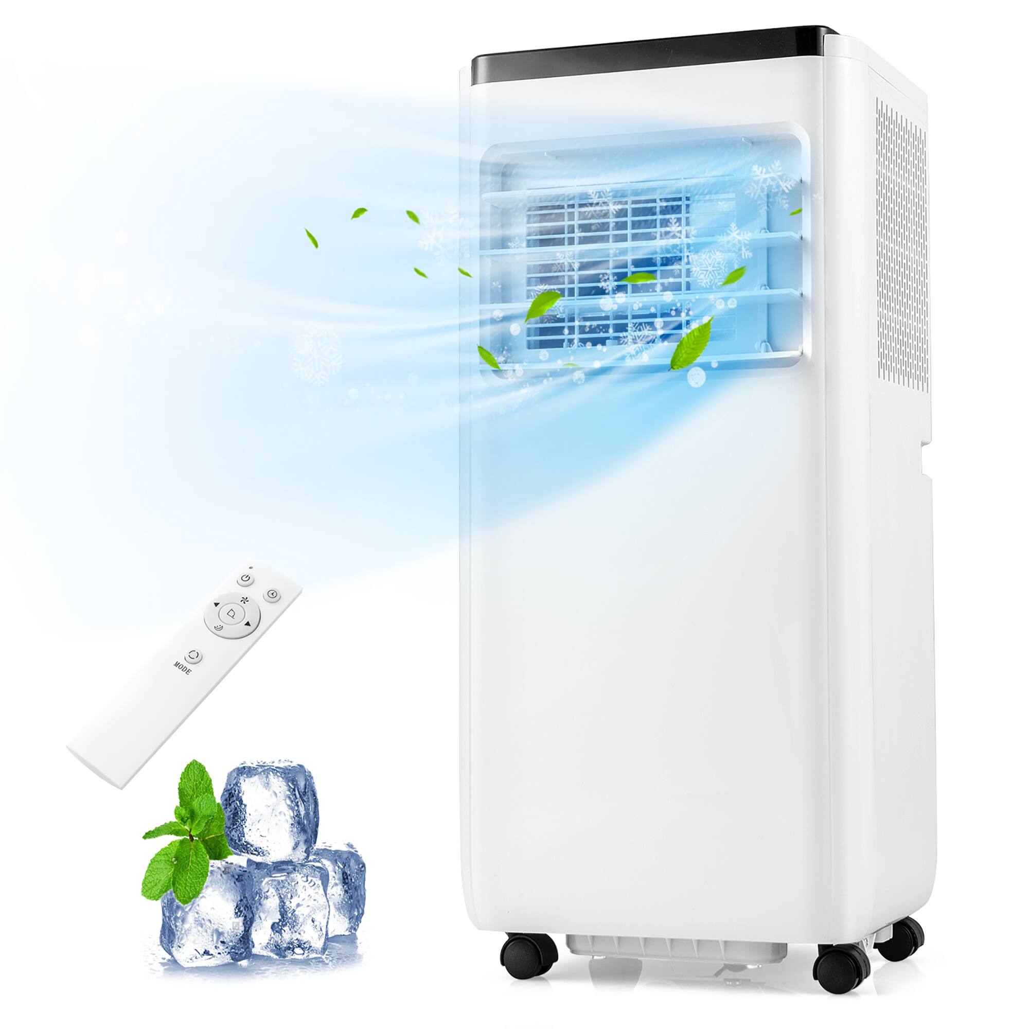 Front. Gymax - Gymax 8000 BTU Portable Air Conditioner Floor AC Unit Fan & Dehumidifier w/ 24H Timer 2 Fan Speeds - White.