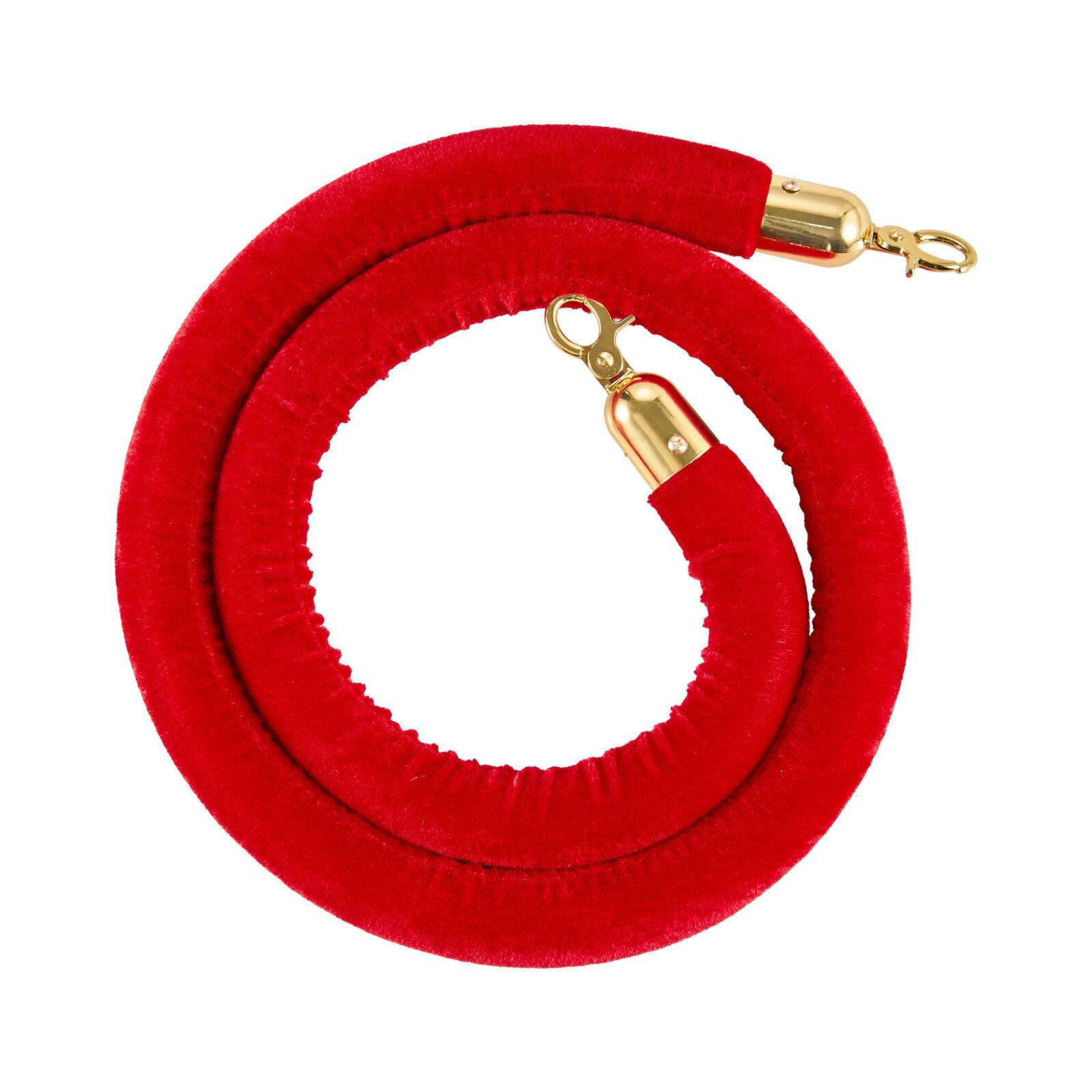 Alt View 5. VEVOR - 2 Pcs Red Velvet Stanchion Ropes, 5 ft Crowd Control Stanchion Red Velvet Ropes with Gold Hooks, Post Queue Barrier - Golden red.