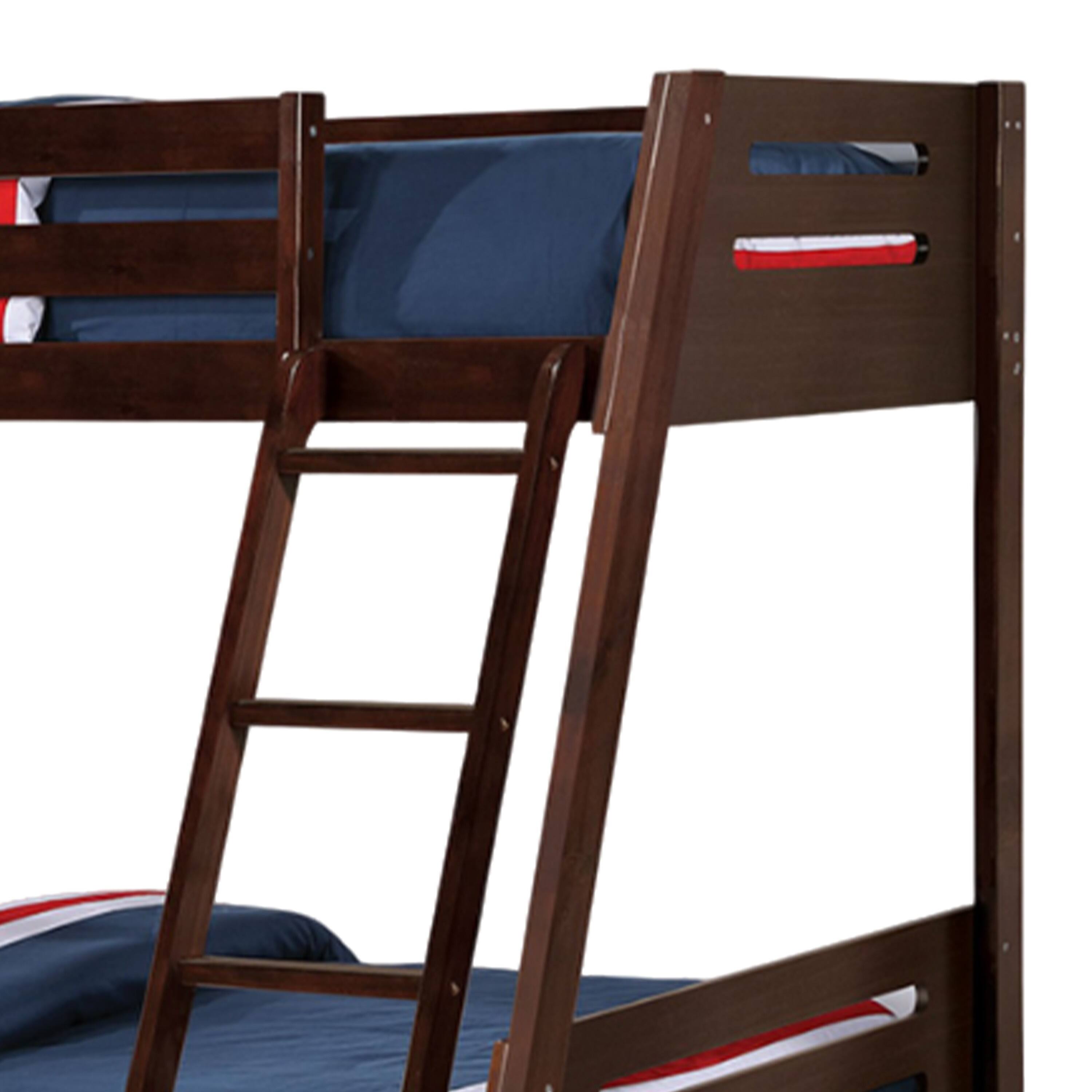 Alt View 1. Manhattan Lane - Emily Twin Over Full Bunk Bed with Ladder, 2 Drawers, Espresso Brown Wood - Espresso Brown.
