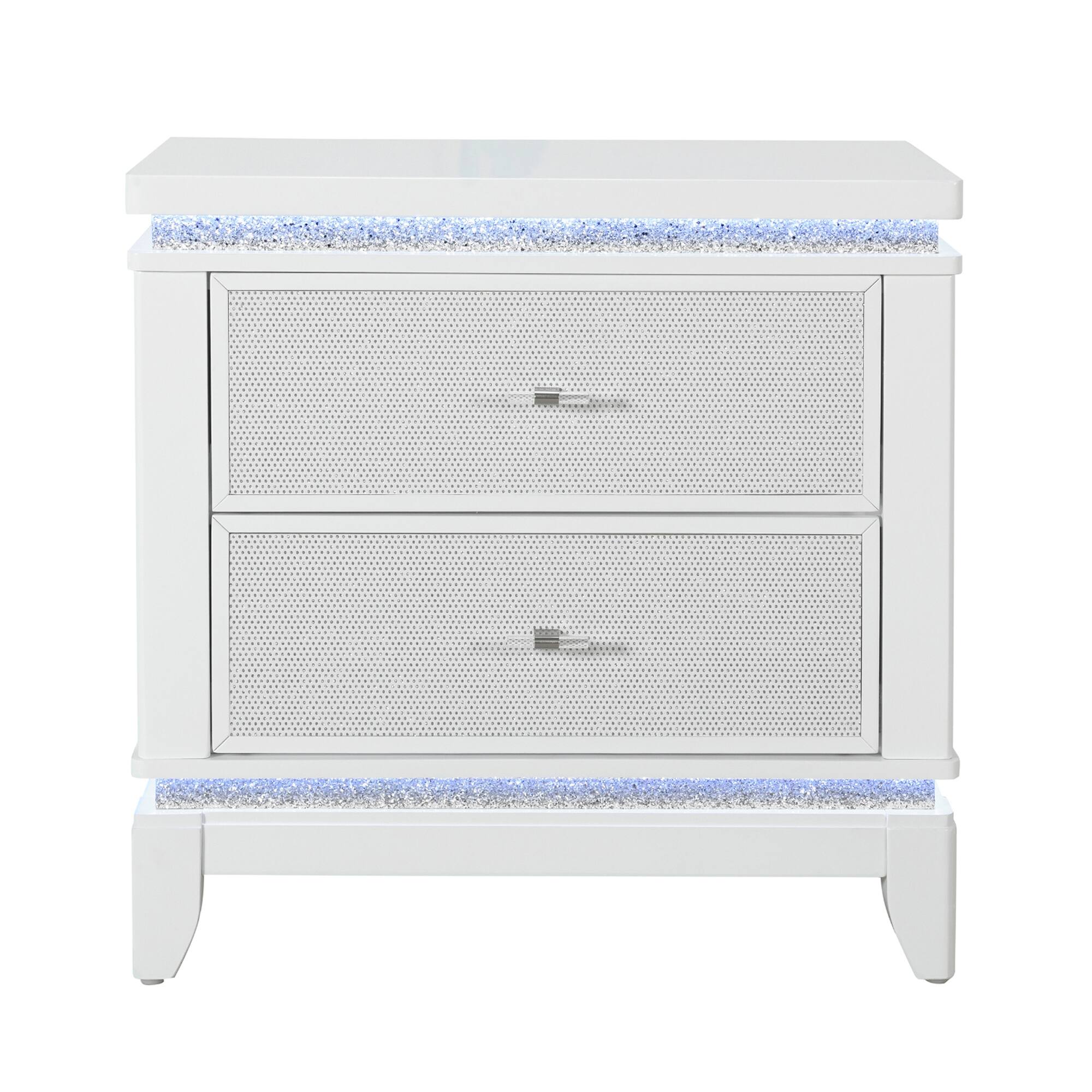Front. Tiramisubest - White Nightstand with Cooler, USB, and Speaker - White.