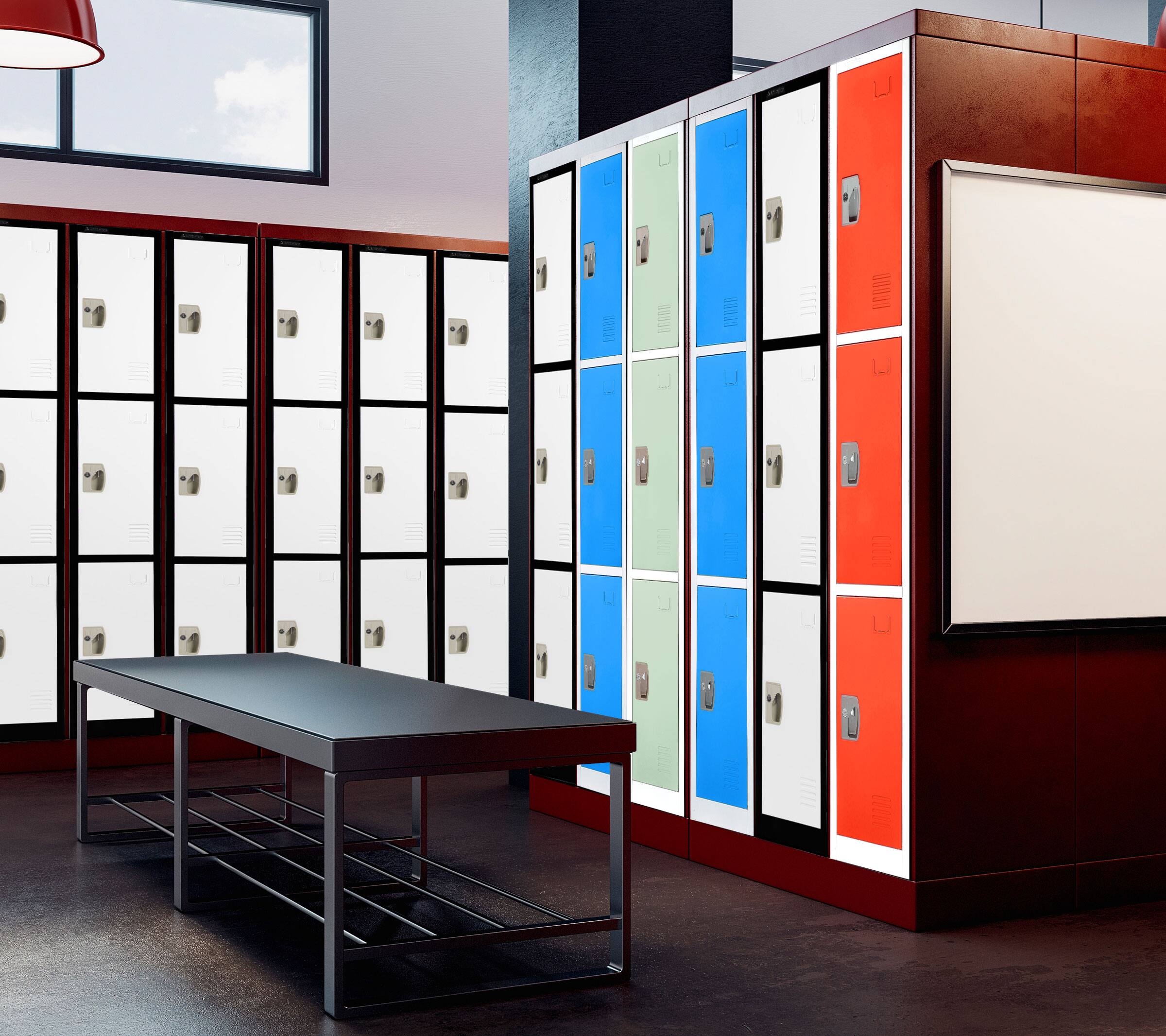 Alt View 2. AdirOffice - Storage Locker 629-Series 72" H 3-Tier Steel Compartment Key Lock Locker with Key Lock - Black Bidy/White Doors.