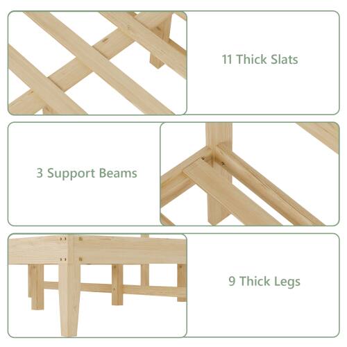 11 Thick Slats  
3 Support Beams  
9 Thick Legs