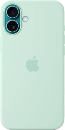 Front. Apple - iPhone 16 Plus Silicone Case with MagSafe - Aquamarine.
