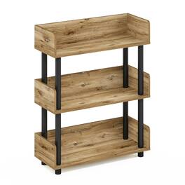 Furinno - Turn-N-Tube 3-Tier Freestanding Multipurposes Display Rack, Bookshelf, Flagstaff Oak/Black - Flagstaff Oak/Black