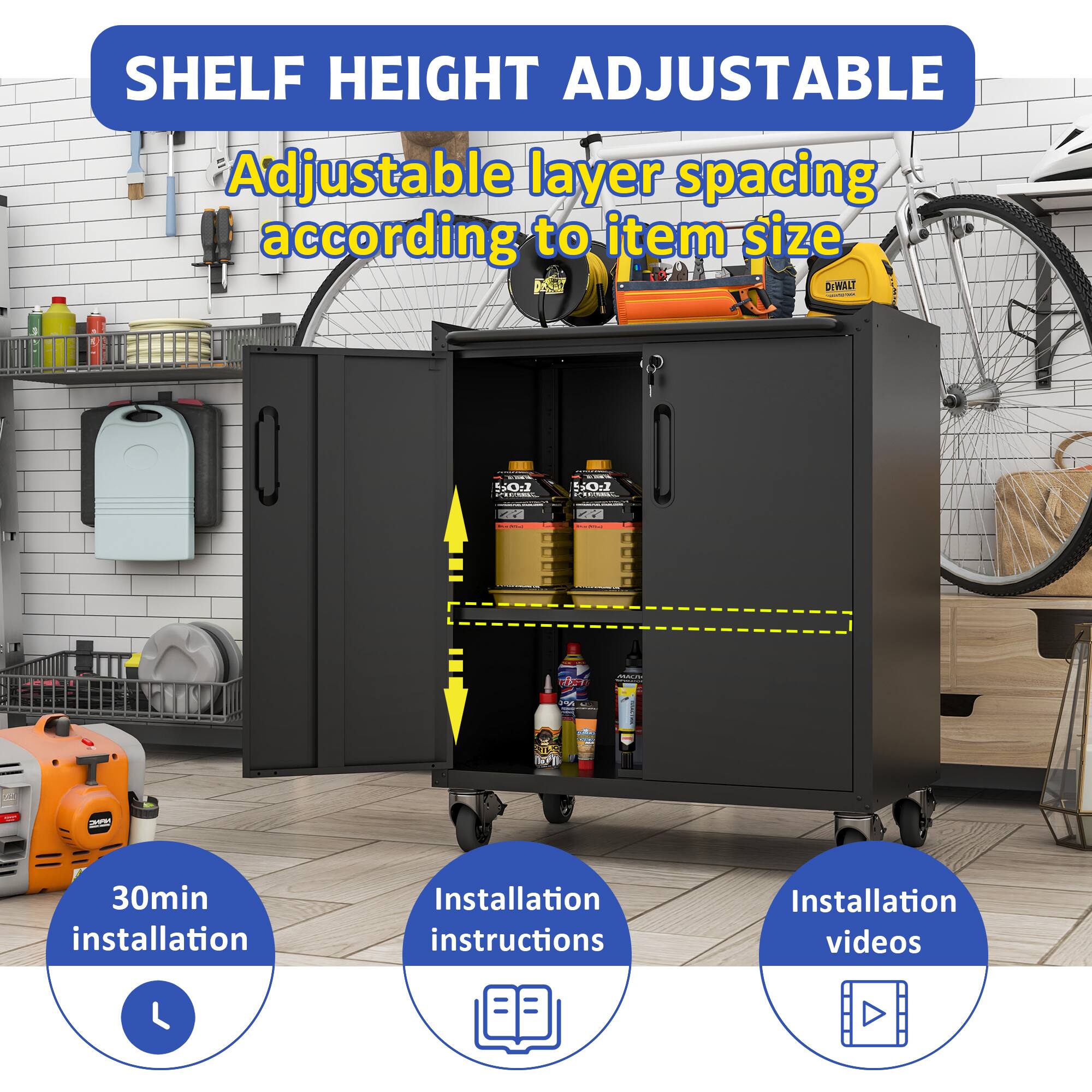 SHELF HEIGHT ADJUSTABLE

Adjustable layer spacing according to item size

30min installation

Installation instructions

Installation videos