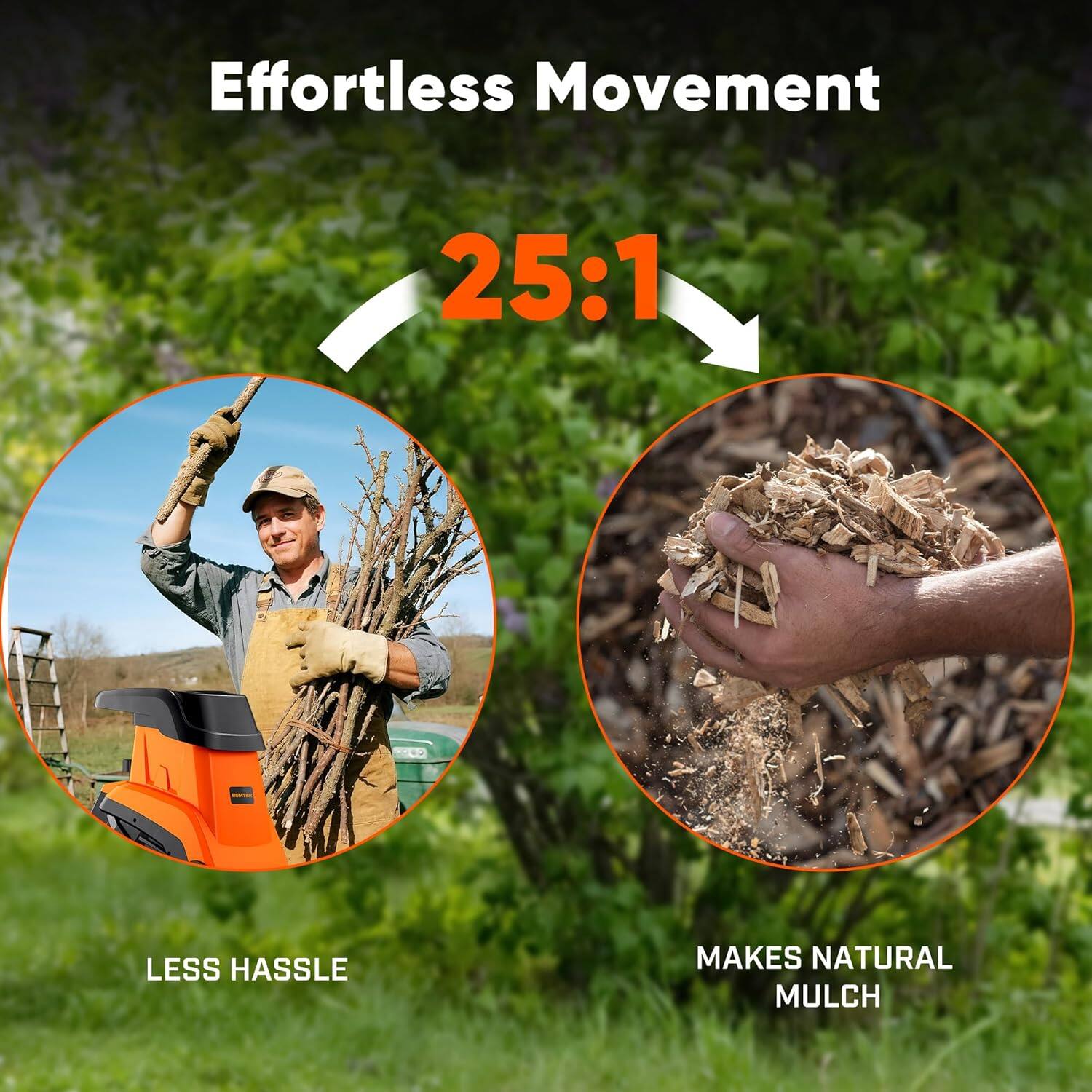 Effortless Movement  
25:1  
LESS HASSLE  
MAKES NATURAL MULCH