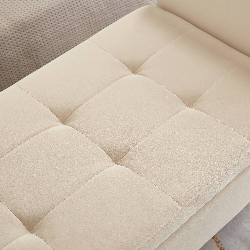 Alt View 1. Ropilly - Ropilly Beige Velvet Tufted Storage Bench with Curved Arms for Bedroom Entryway - Beige.