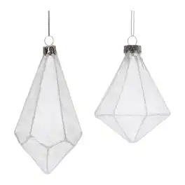 BreeBe - Frosted Glass Drop Ornament (Set of 6) - White